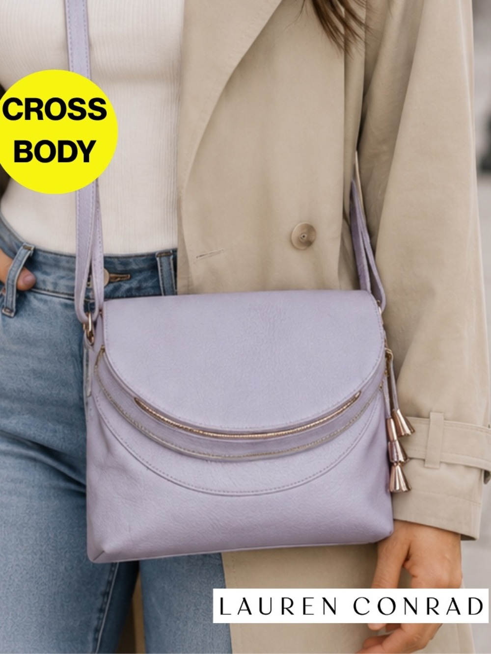 2/for $20 🪩 LC Lauren Conrad, Lavender Crossbody Purse, Gold Hardware - 6x9”